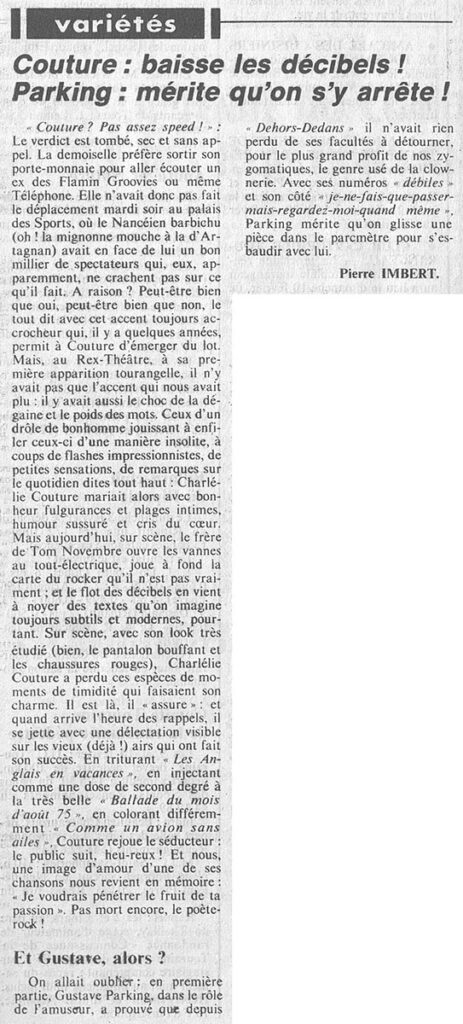 1985.02.07-NRCO.4ADPREa-463x1024 Charlélie Couture, Gustave Parking (05/02/85)