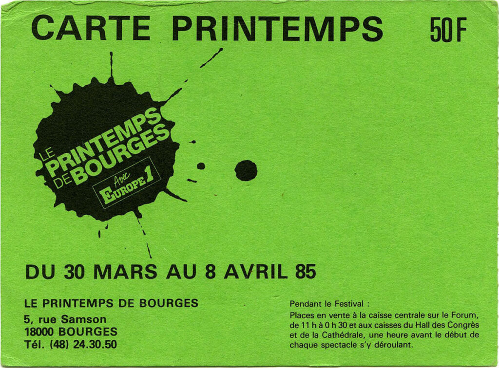 1985.03.30Bergerac042r-1024x756 "Printemps de Bourges" (30/03 au 08/04/85)