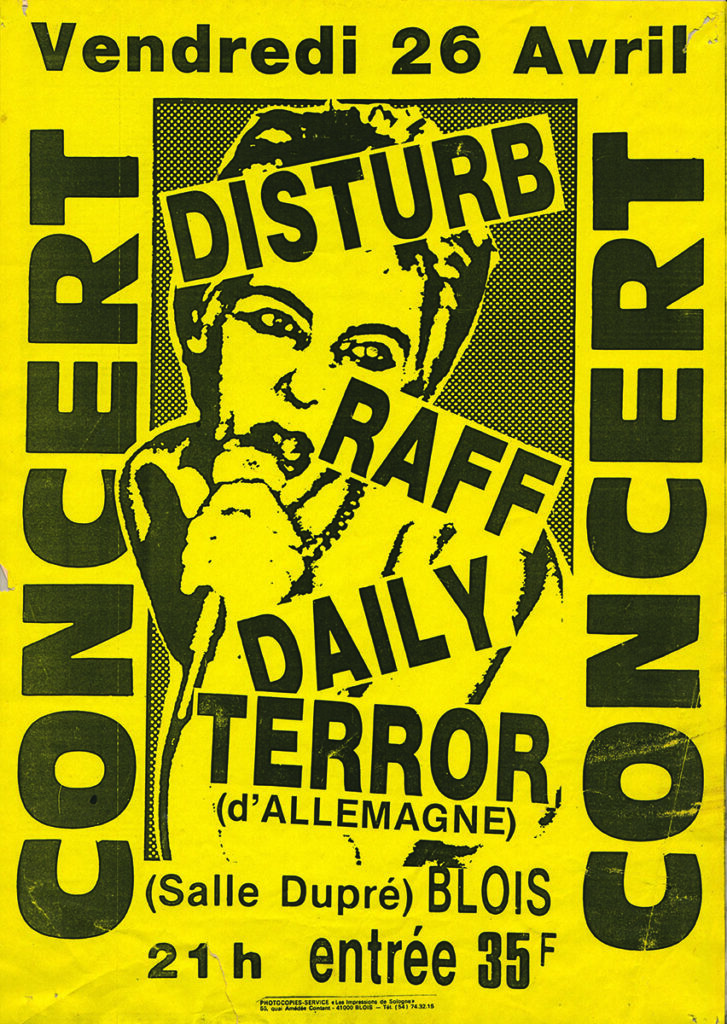 1985.04.26-Affiche02-A3-photocopiee-Copie-727x1024 Raff, Disturb, Daily Terror (26/04/85)