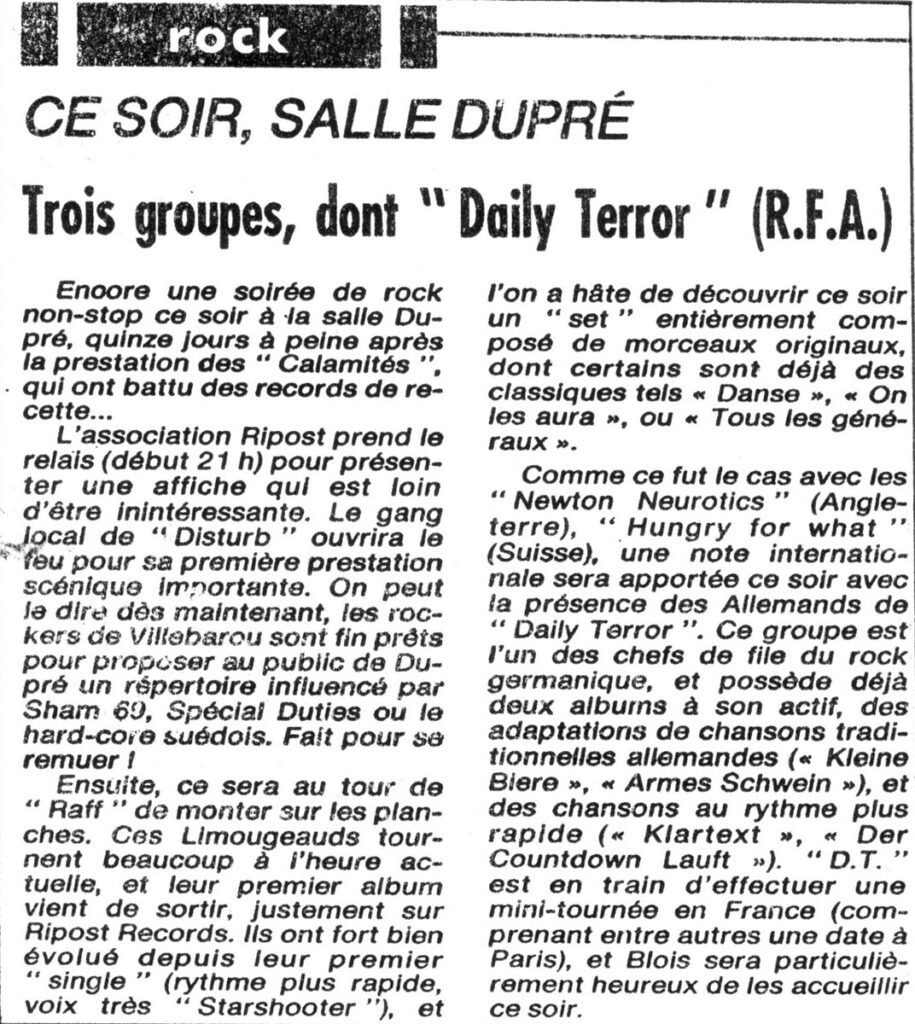 Presse-Live-1985.04.26-01-915x1024 Raff, Disturb, Daily Terror (26/04/85)
