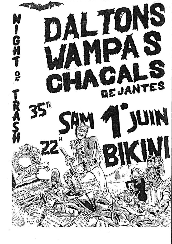 1985.06.01-Flyer01-O-De-Laroque-724x1024 Les Daltons, les Chacals Déjantés, les Wampas (01/06/85)
