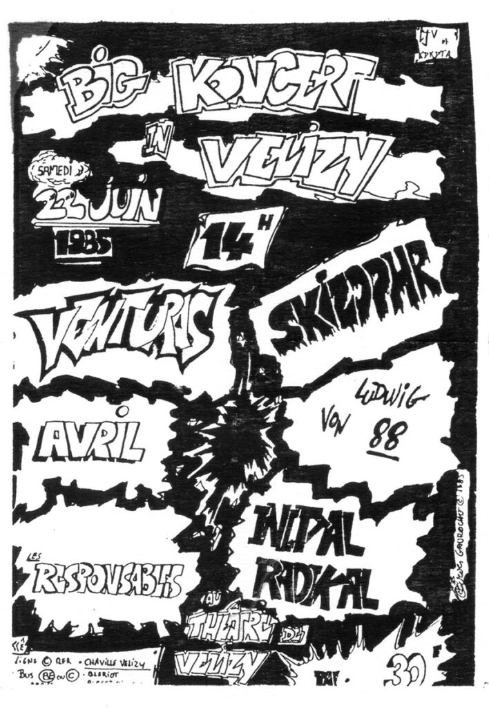 1985.06.22-Max-WellFL-708x1024 Venturas, Skizophr, Initial Radikal, Avril, les Responsables, Ludwig Von 88 (22/06/85)