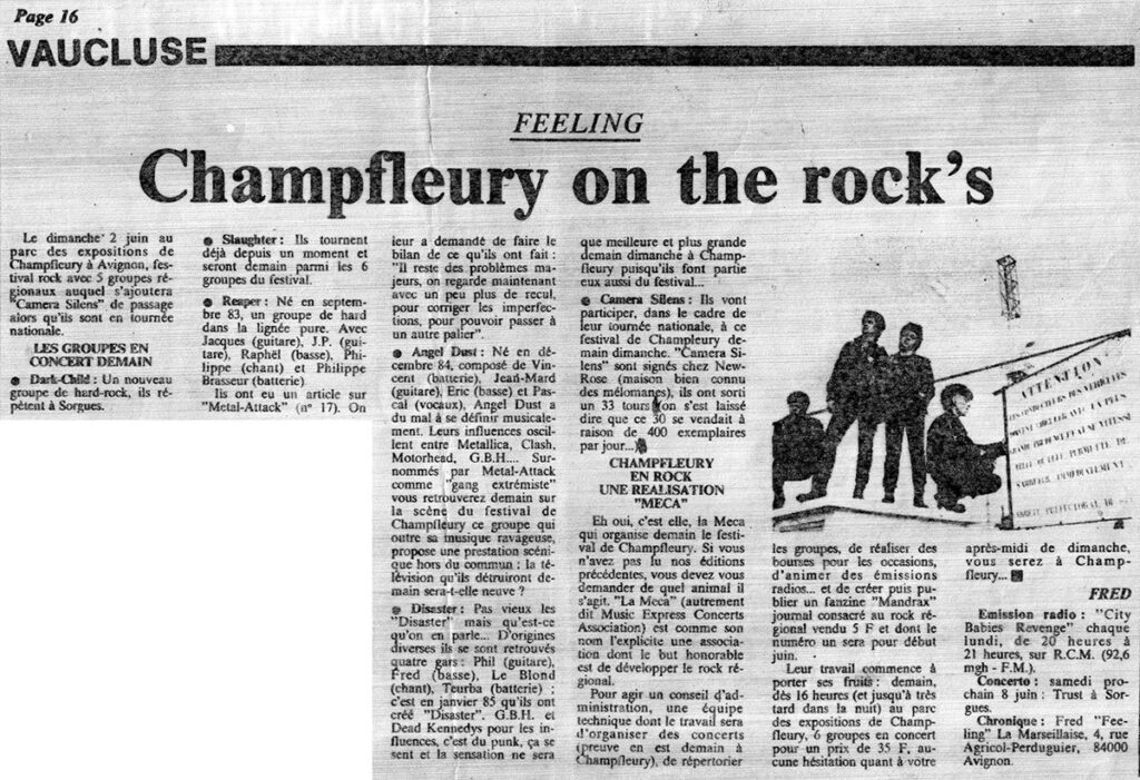 cam-inconnu-21-1024x701 Camera Silens, Disaster, Angel Dust, Ramper, Slaughter, Dark-child (02/06/85)