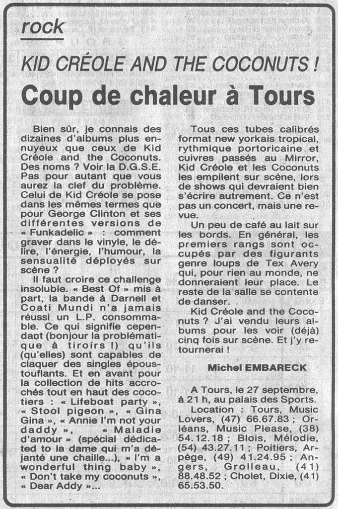 1985.09.25-NRCO.FADPRE-681x1024 Kid Creole and the Coconuts, August Darnell (27/09/85)