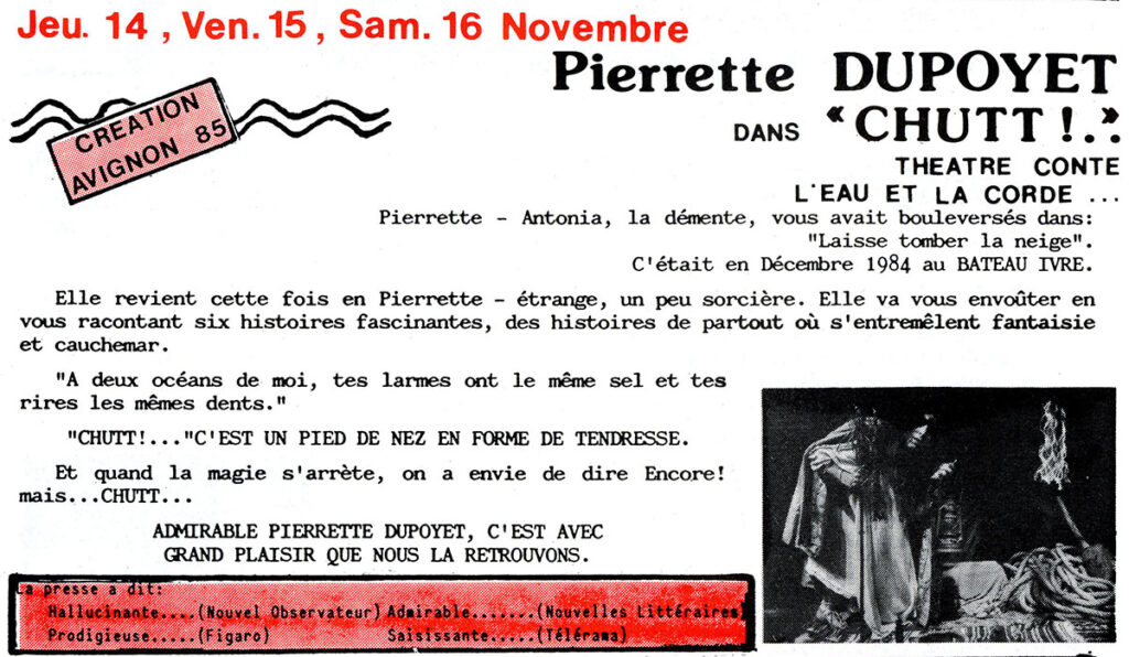 1985.09-Prog-Bateau-Ivre-51-Z-106b-1024x596 Pierette Dupoyet "Chutt" (14 au 16/11/85)
