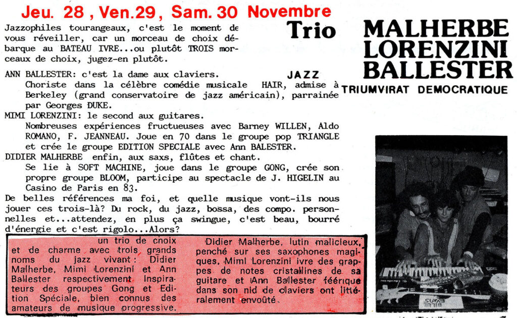 1985.09-Prog-Bateau-Ivre-51-Z-111-1024x630 Didier Malherbe - Mimi Lorenzini – Ann Ballester (28 au 30/11/85)
