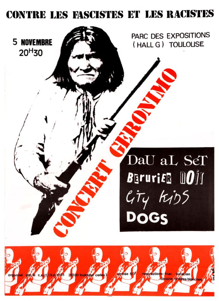 1985.11.05-Berurier-Noir-Flyer01-745x1024 "Concert Géronimo" (05/11/85)