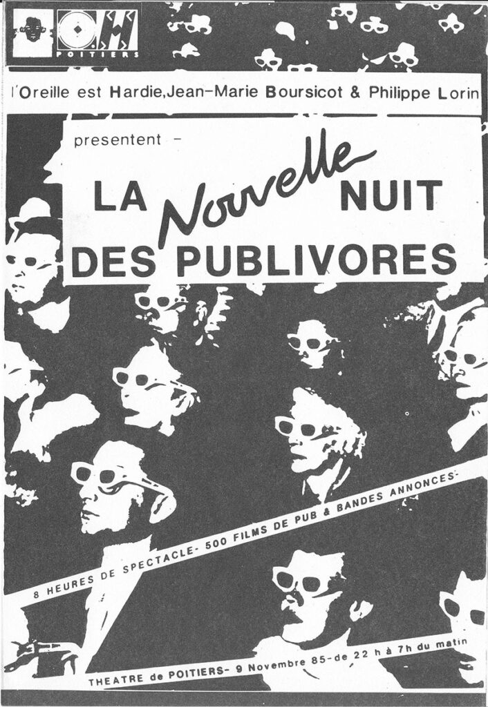 1985.11.09-Flyer01-Oreille-est-Hardie-706x1024 "La Nuit des Publivores" (09/11/85)