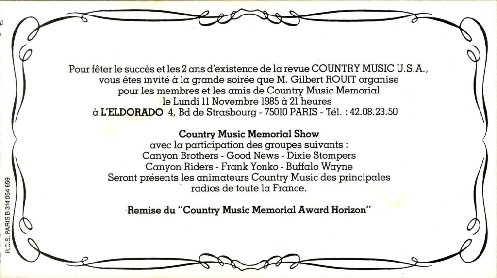 1985.11.11-Bruno-BoussardDOv-1024x574 "Grande nuit de la country music" (11/11/85)