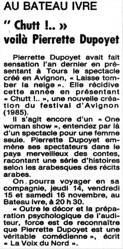1985.11.14-Presse-NR01-51-Z-3-507x1024 Pierette Dupoyet "Chutt" (14 au 16/11/85)