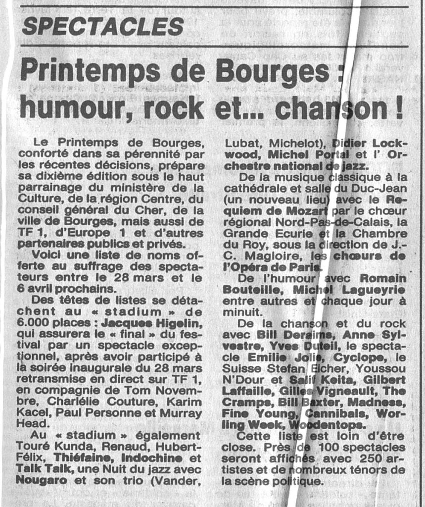1986.01.11-NRCO.BADPRE-859x1024 "Printemps de Bourges" (28/03/86 au 06/04/86)