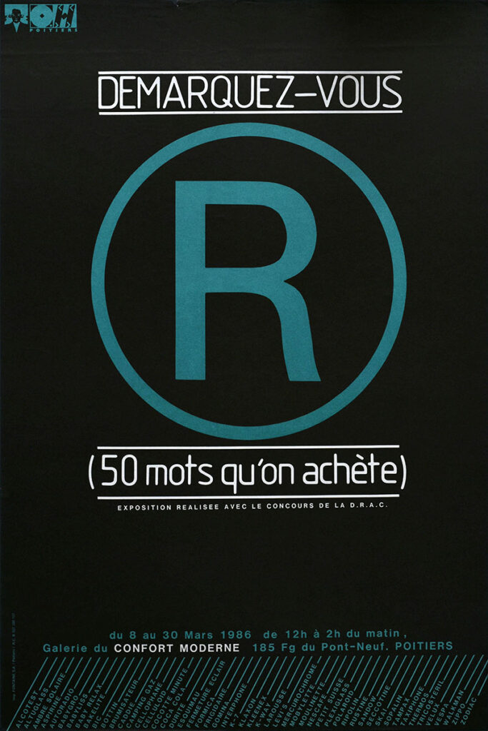 1986.03.08-Affiche01-40-60-imprimee-Oreille-est-Hardie-Copie-683x1024 "Démarquez-vous" (08/03/86 au 30/03/86)