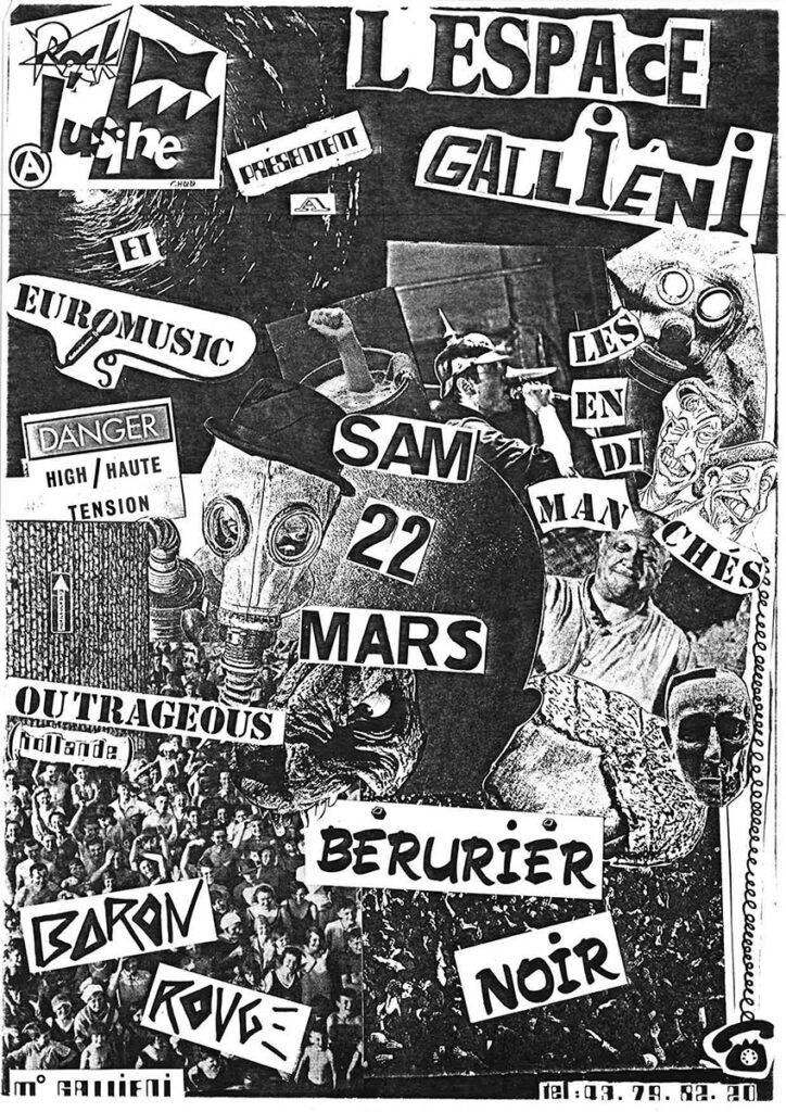 1986.03.22-Flyer02-Gerald-Biot-724x1024 Outrageous, Baron Rouge, les Endimanchés, Bérurier Noir (22/03/86)