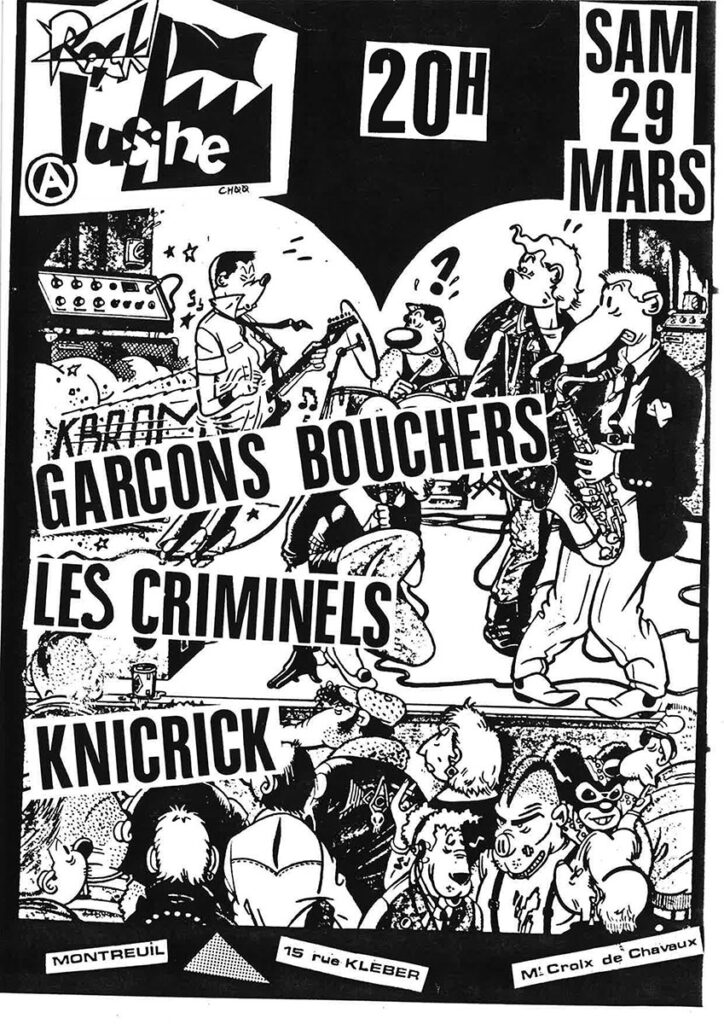 1986.03.29-Flyer01-Gerald-Biot-724x1024 Kni Crick, les Criminels, les Garçons Bouchers (29/03/86)