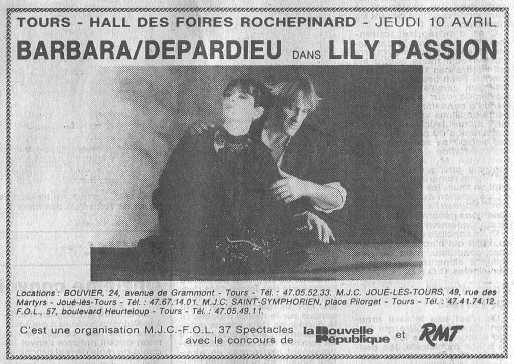 1986.04.04-NRCO.4ADPREb-1024x727 Barbara, Gérard Depardieu "Lily passion" (10/04/86)