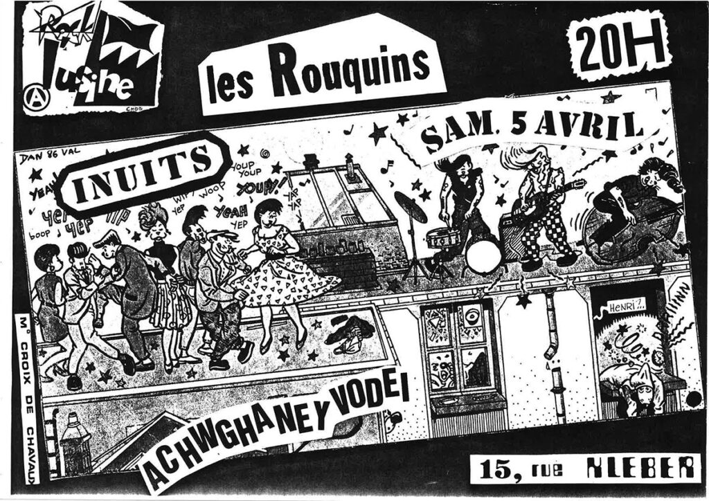 1986.04.05-Flyer01-Gerald-Biot-1024x724 Les Rouquins, Inuits, Achwgha Ney Vodei (05/04/86)