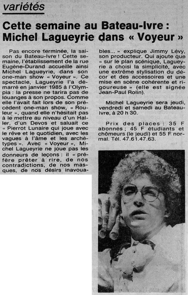 1986.05.29-Presse-NR01-51-Z-3-Lagueyrie-652x1024 Michel Lagueyrie "Voyeur" (29 au 31/05/86)
