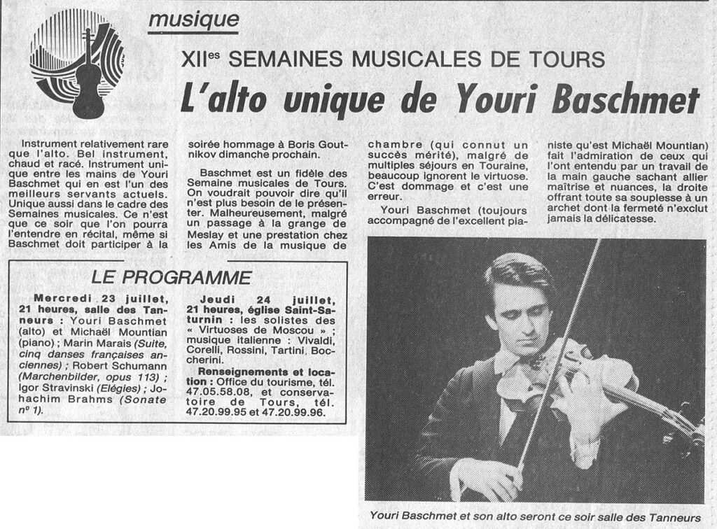 1986.07.23-NRCO.3ADPREb-1024x756 "Semaines musicales de Tours" Youri Baschmet (23/07/86)