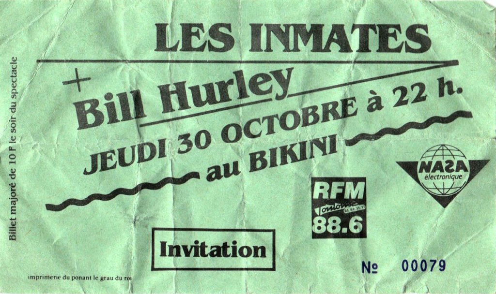 1986.10.30-Bikini-Ticket01-1024x608 Little Helpers, Bill Hurley, Inmates (30/10/86)