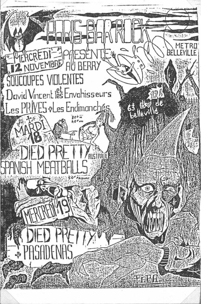 1986.11.12-Flyer-680x1024 Les Pasadenas, Died Pretty (19/11/86)