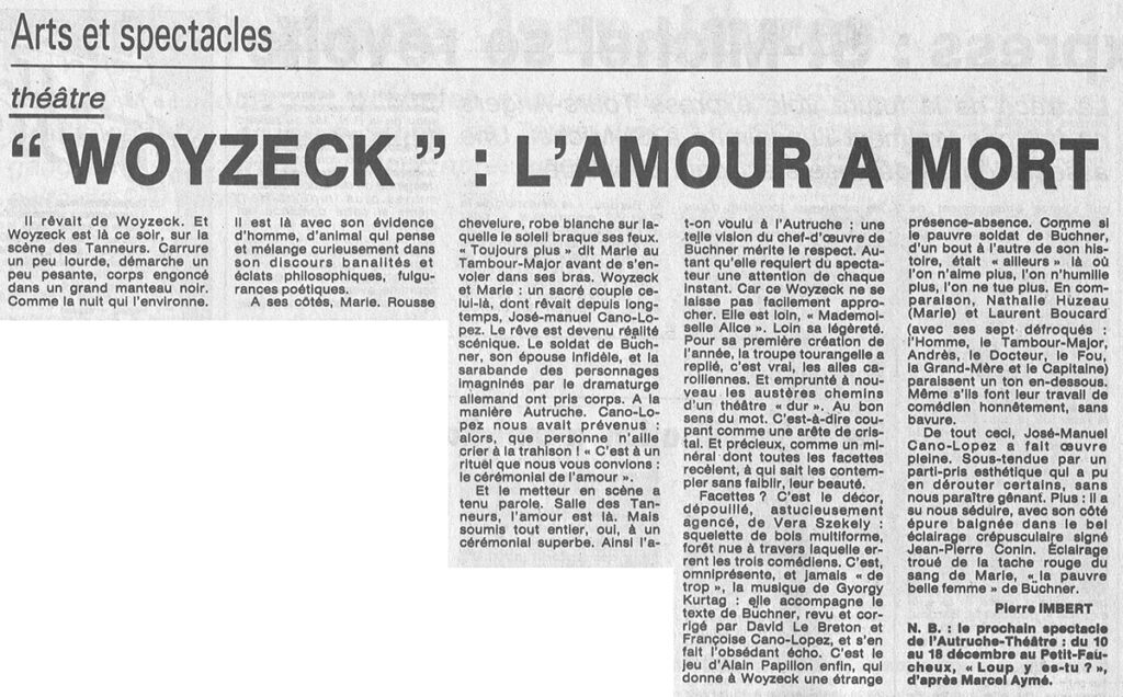 1986.11.14-NRCO.6ADPREa-1024x636 Autruche Théâtre "Woyzeck" (12 et 13/11/86)