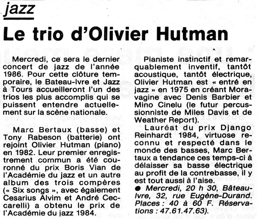 1986.12.08-Presse-NR01-51-Z-3-1024x872 Trio Olivier Hutman – Bertaux – Rabeson (10/12/86)