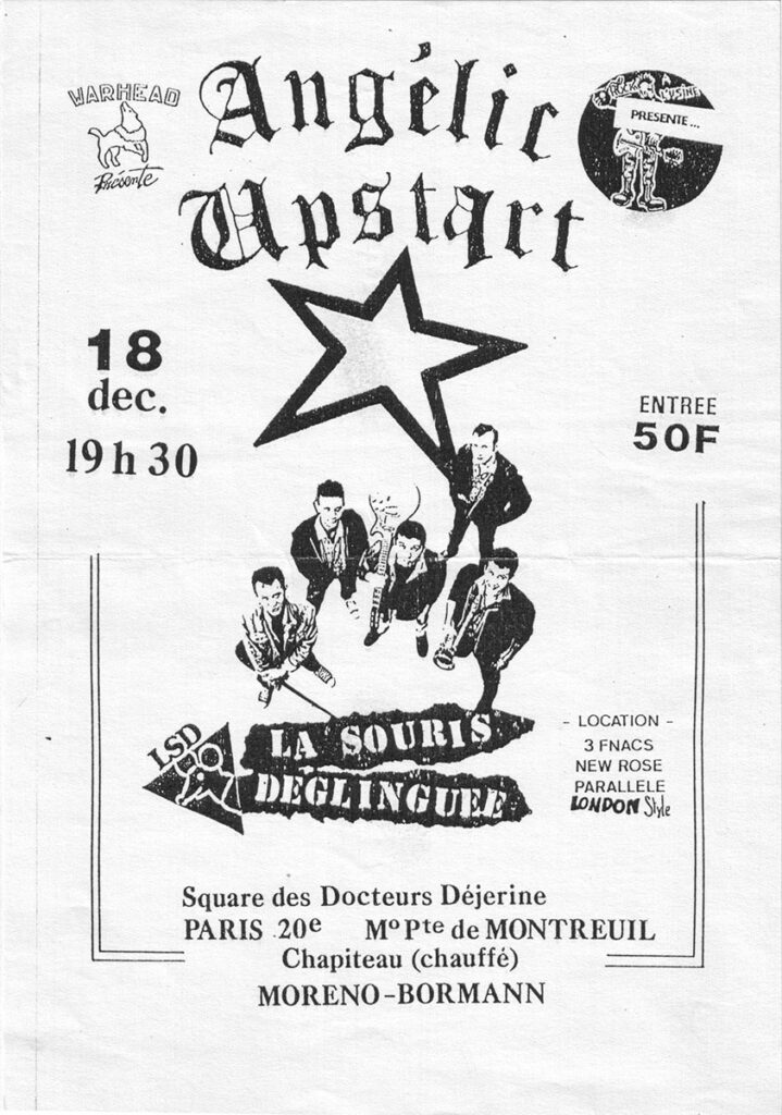 1986.12.18-Flyer01-Sandrine-719x1024 Condemned 84, Angelic Upstart (UK annulé), La Souris Déglinguée (18/12/86)