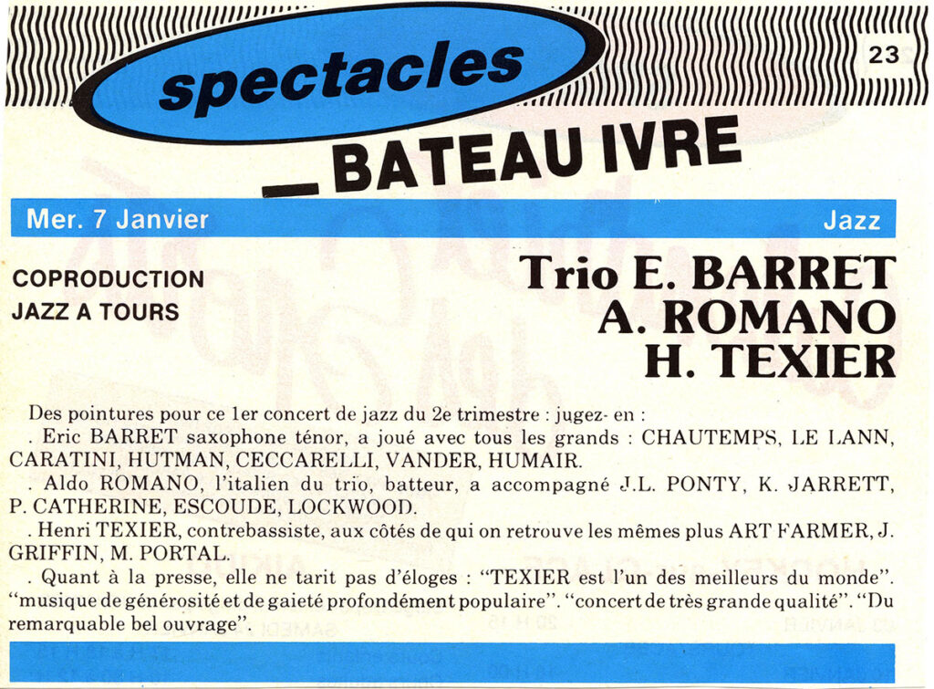 1987.01.07-Presse-01-51-Z-3-1024x755 Trio Eric Barret – Romano – Henri Texier (07/01/87)