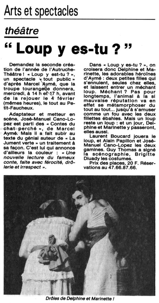 1987.01.20-NRCO.3ADPREa-537x1024 Autruche Théâtre "Loup y es-tu ?" (21/01/87)