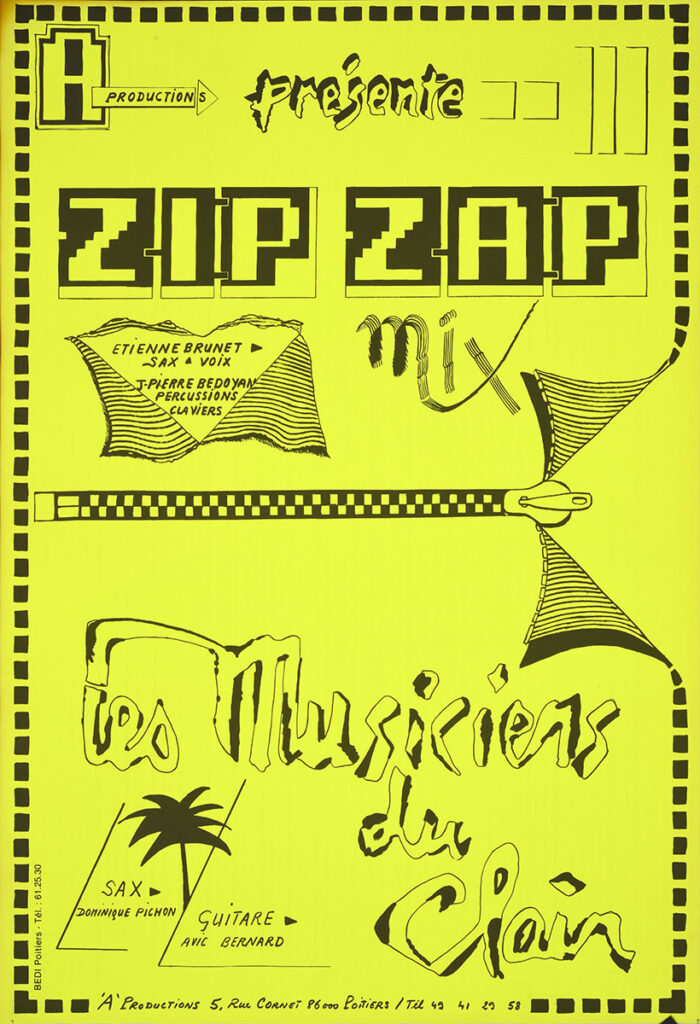 Zip-Zap-Mix-Affiche01-41-60-imprimee-Oreille-est-Hardie-Copie-700x1024 Zip Zap Mix et les Musiciens du Clain (15/01/87)