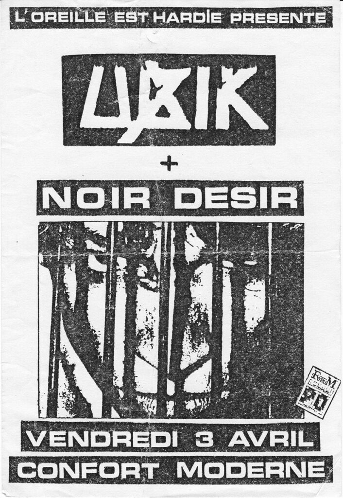 1987.03.04.-Flyer01-Oreille-est-Hardie-706x1024 Ricardo Mosner, Noir Désir, Ubik (03/04/87)