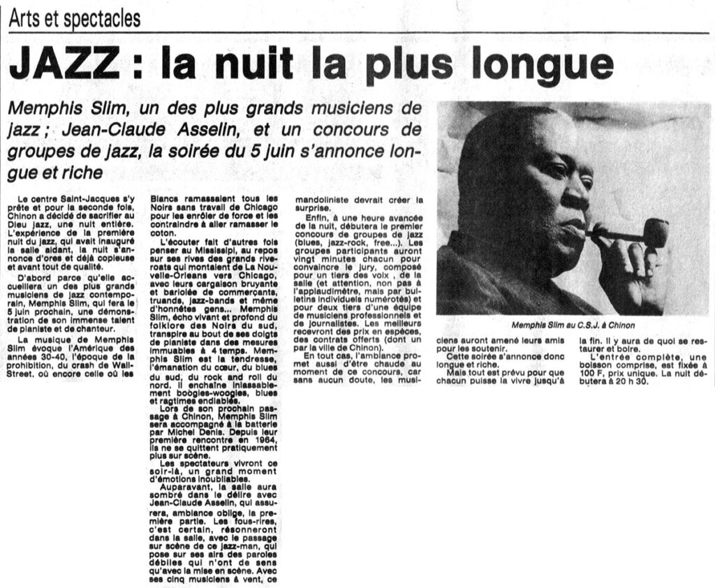 1987.05.29-NRCO.11ADPRE-1024x842 "Nuit du jazz" Memphis Slim, Jean-Claude Asselin (05/06/87)