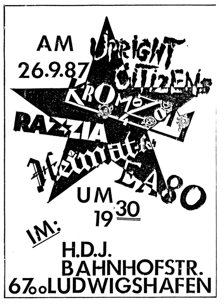 1987.09.26-Heimat-Los-Heimat-LosFL-749x1024 Kromozom 4, Heimat-Los, Razzia, Upright Citizens, EA80 (26/09/87)