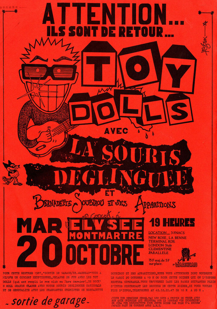 1987.10-Sortie-de-Garage-Fred-MoulinPRE08a-719x1024 Bernadette Soubirou et ses Apparitions, La Souris Déglinguée, Toy Dolls (20/10/87)