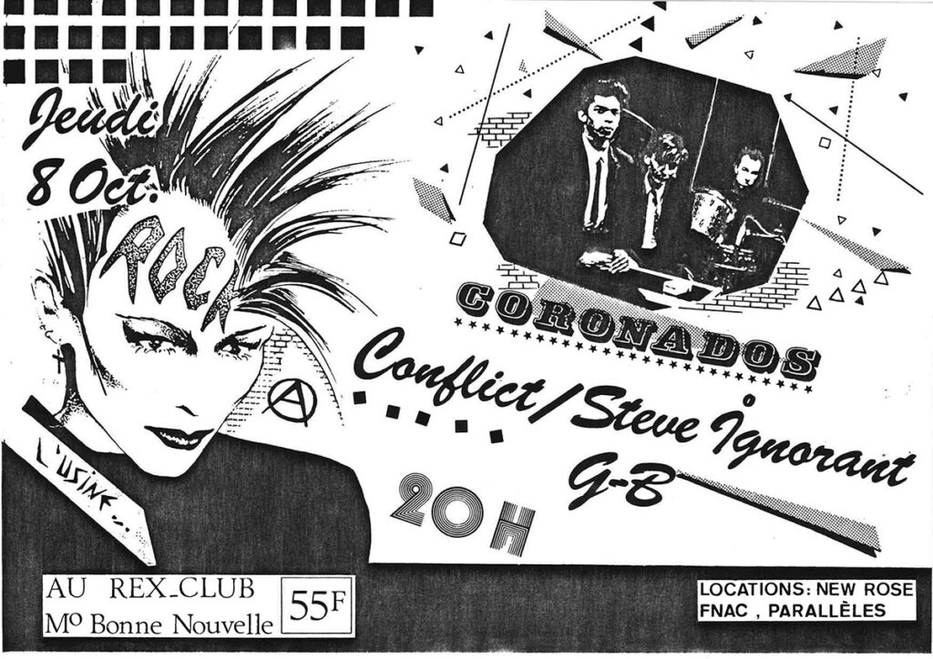1987.10.08-Flyer01-Gerald-Biot-1024x724 Les Coronados, Conflict / Steve Ignorant (08/10/87)
