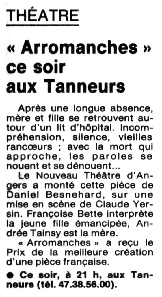 1987.10.13-NRCO.2ADPREb-561x1024 Nouveau Théâtre d’Angers "Arromanches" (13/10/87)