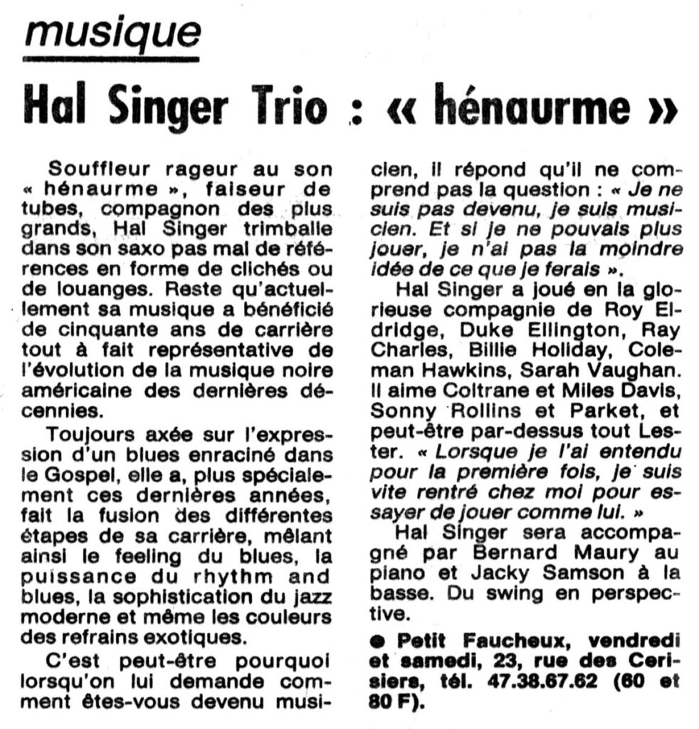 1987.10.13-NRCO.2ADPREg-982x1024 Hal Singer Trio (16 et 17/10/87)