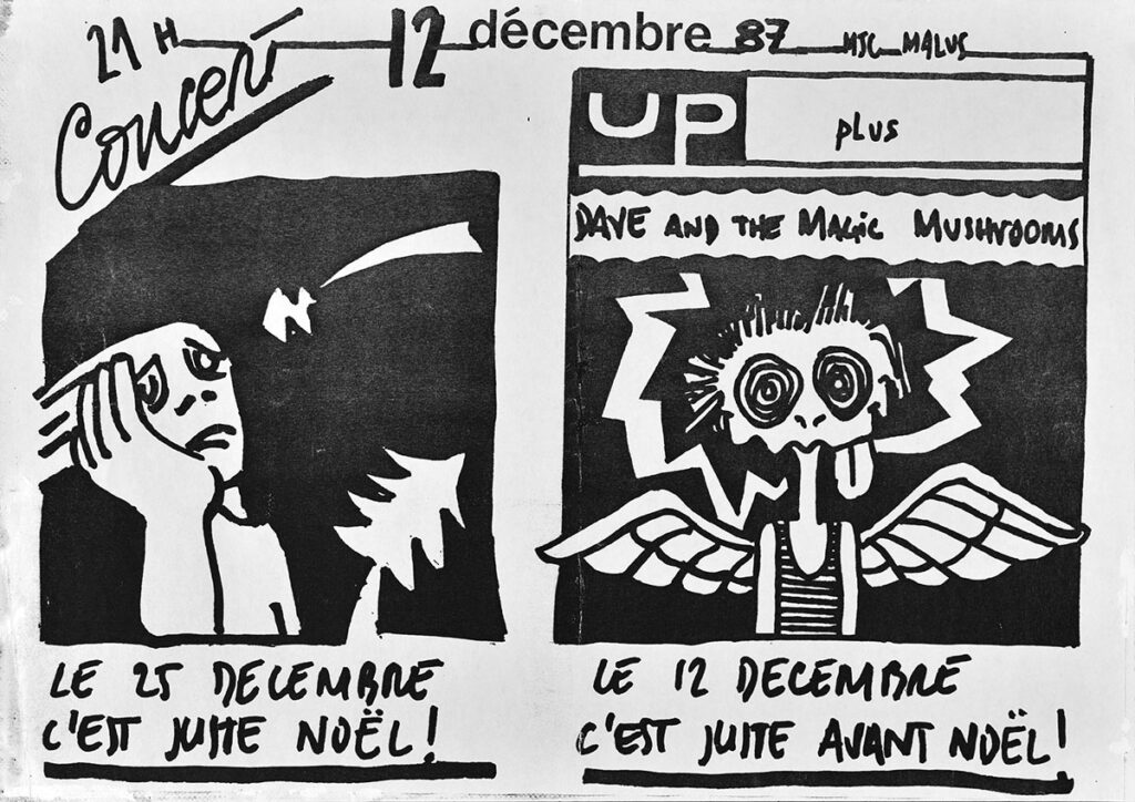 1987.12.12-Affiche01-A3-photocopiee-Shoi-1024x724 Dave and the Magic Mushrooms, Up (12/12/87)