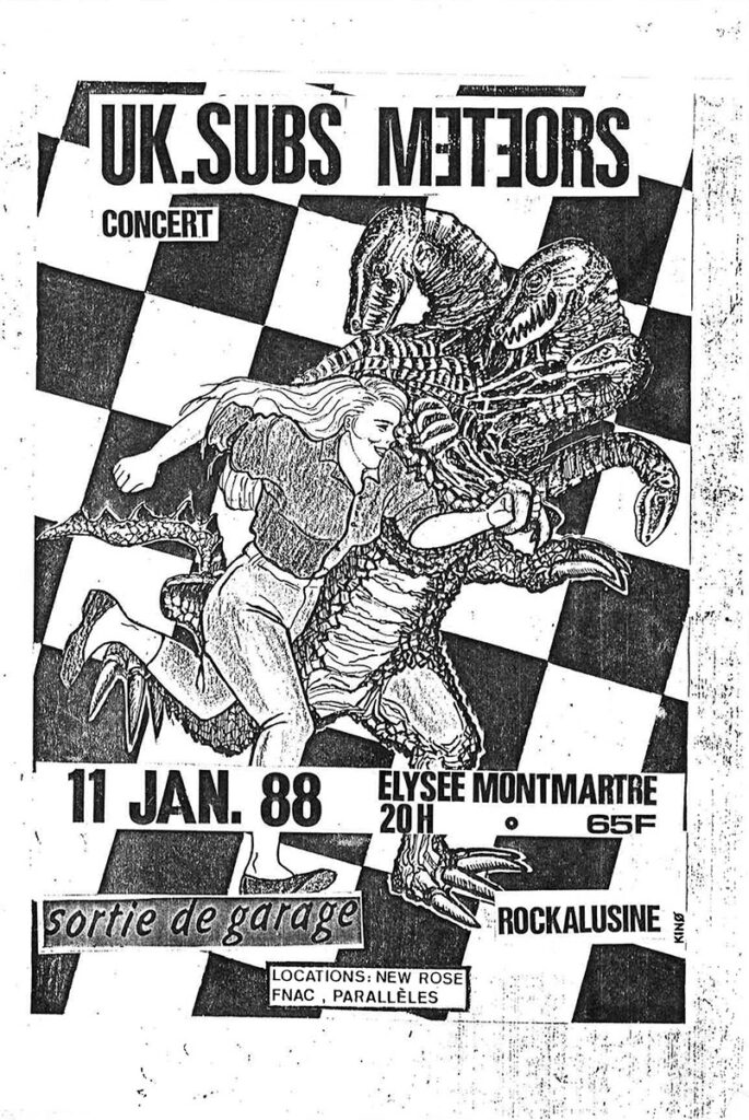 1988.01.11-Flyer01-Gerald-Biot-685x1024 Les Réactors, UK Subs, Meteors (11/01/88)