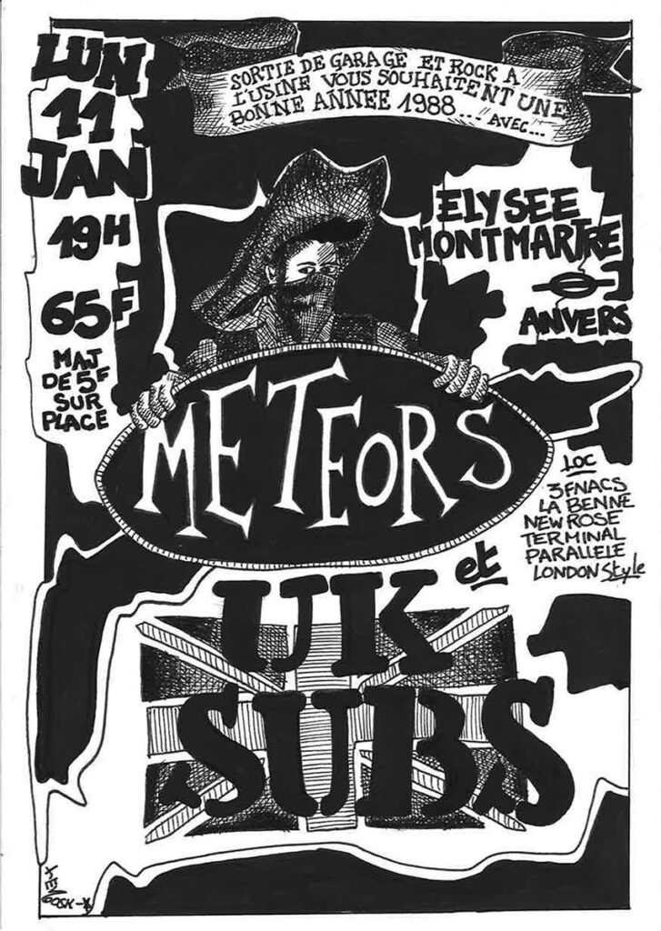 1988.01.11-Flyer03-Gerald-Biot-727x1024 Les Réactors, UK Subs, Meteors (11/01/88)