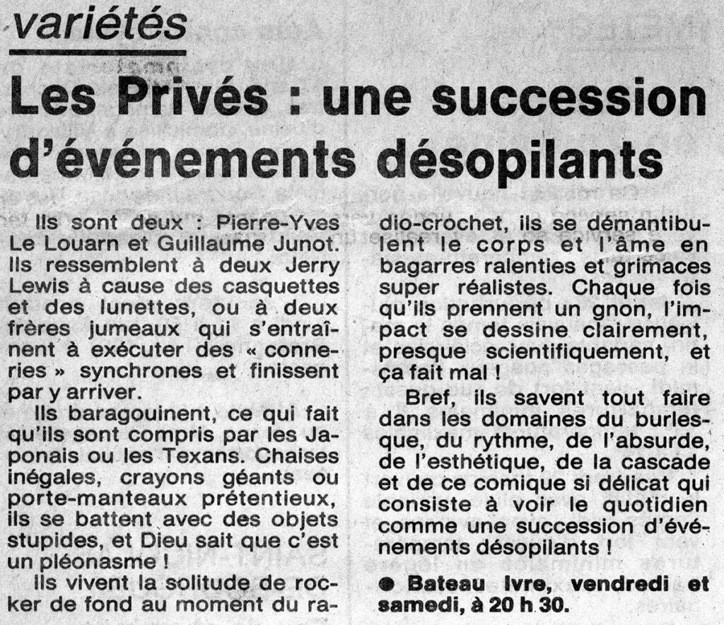 1988.01.29-Presse-NR01-51-Z-4-1024x884 Les Privés "D. and J. memories" (29 et 30/01/88)
