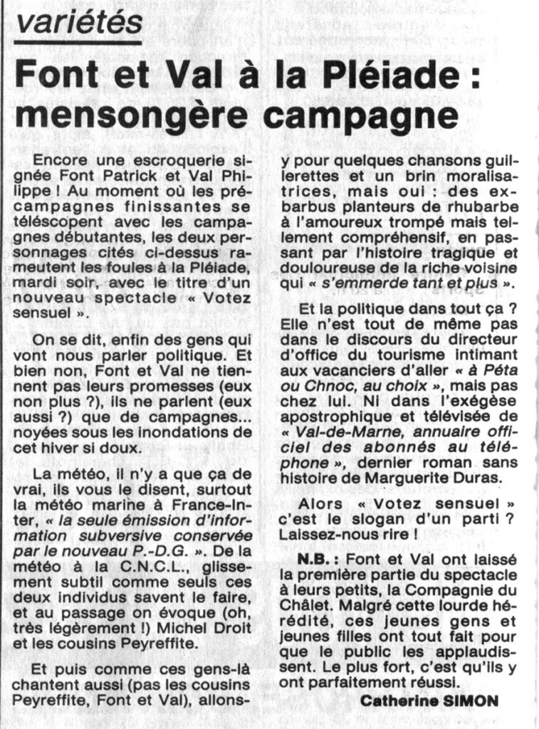 1988.02.18-NRCO.6ADPREa-757x1024 Compagnie du Chalet, Font et Val "Votez sensuel" (16/02/88)