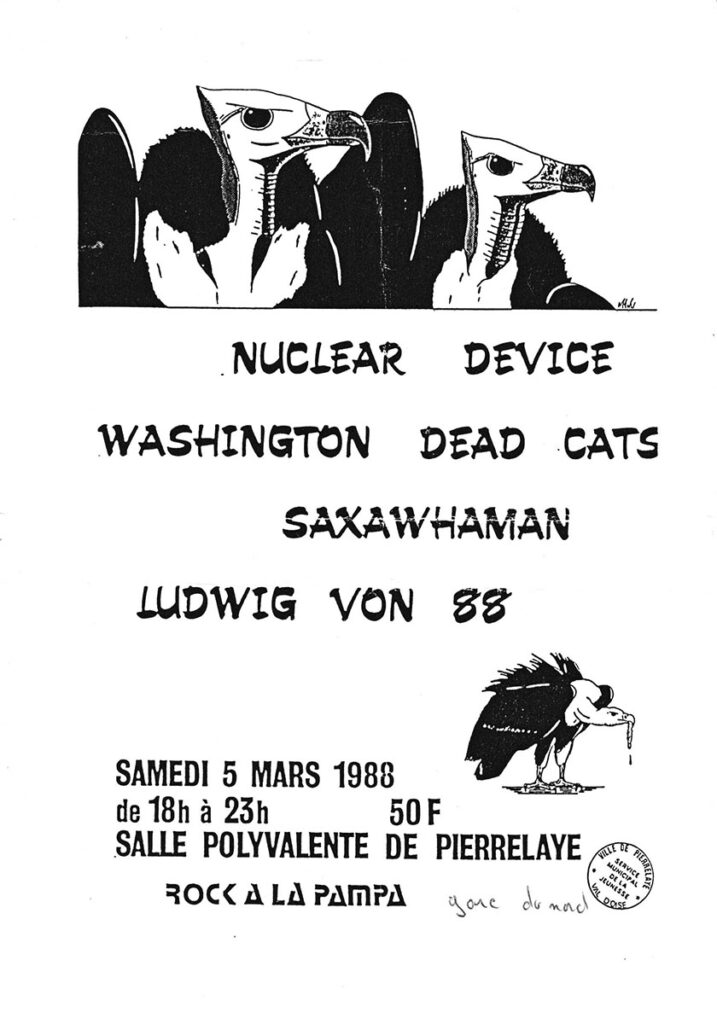 1988.03.05-Flyer01-717x1024 Nuclear Device, Washington Dead Cats, Saxawhaman, Ludwig Von 88 (05/03/88)