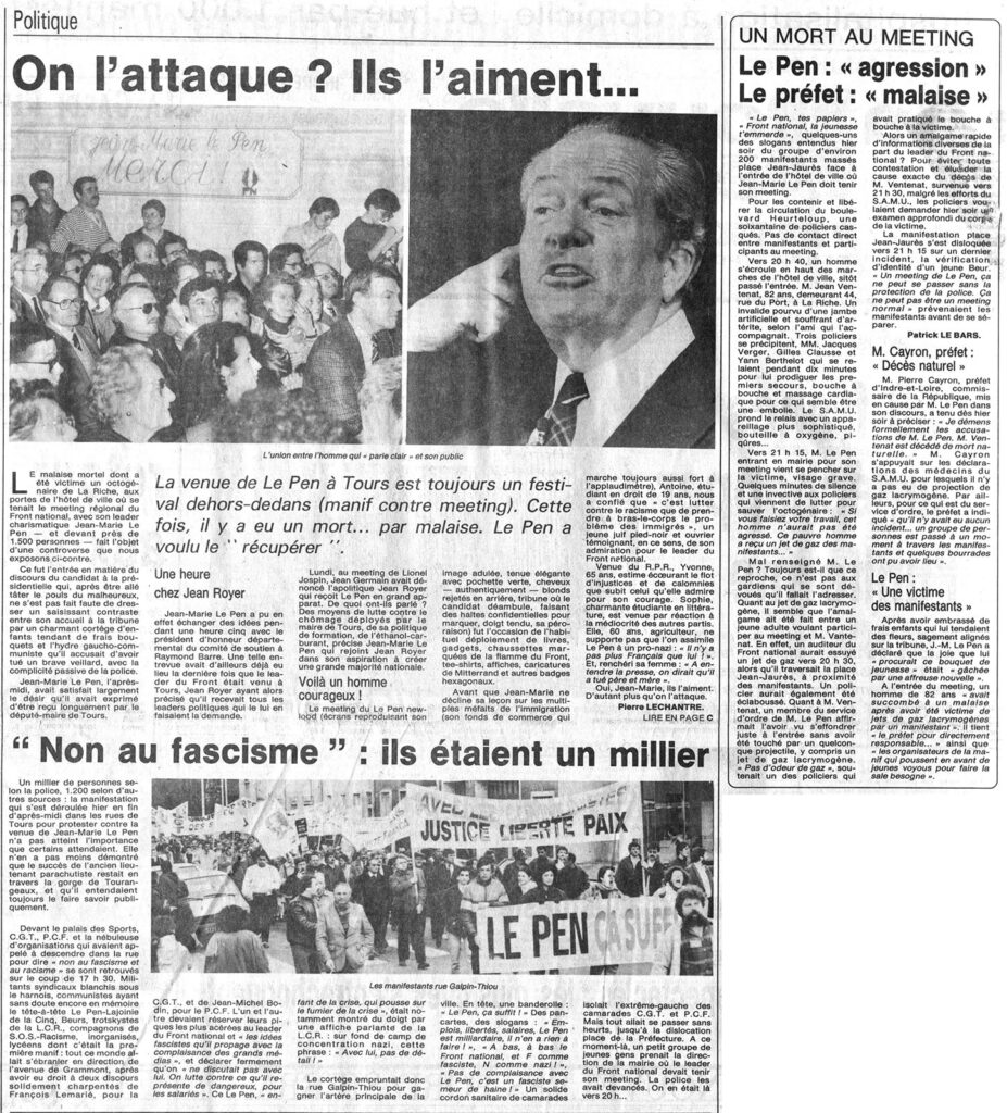1988.03.11-NRCO.2ADPREa-927x1024 Manifestation contre la venue de Jean-Marie Le Pen à Tours (10/03/88)