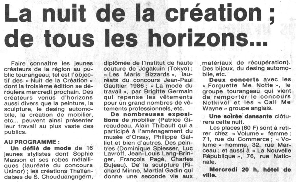 1988.03.24-NRCO.2ADPREa-1024x631 "Nuit de la création" Forguette Me Note, Call Me Wayne (30/03/88)