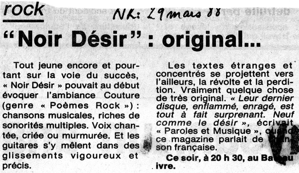 1988.03.29-Prese-NR01-51-Z-4-1024x591 Noir Désir, Unknown Pleasure (29/03/88)
