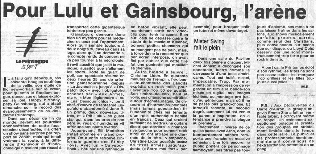 1988.04.05-NRCO.IADPREa-1024x499 "Printemps de Bourges" Elli Medeiros, Serge Gainsbourg (03/04/88)