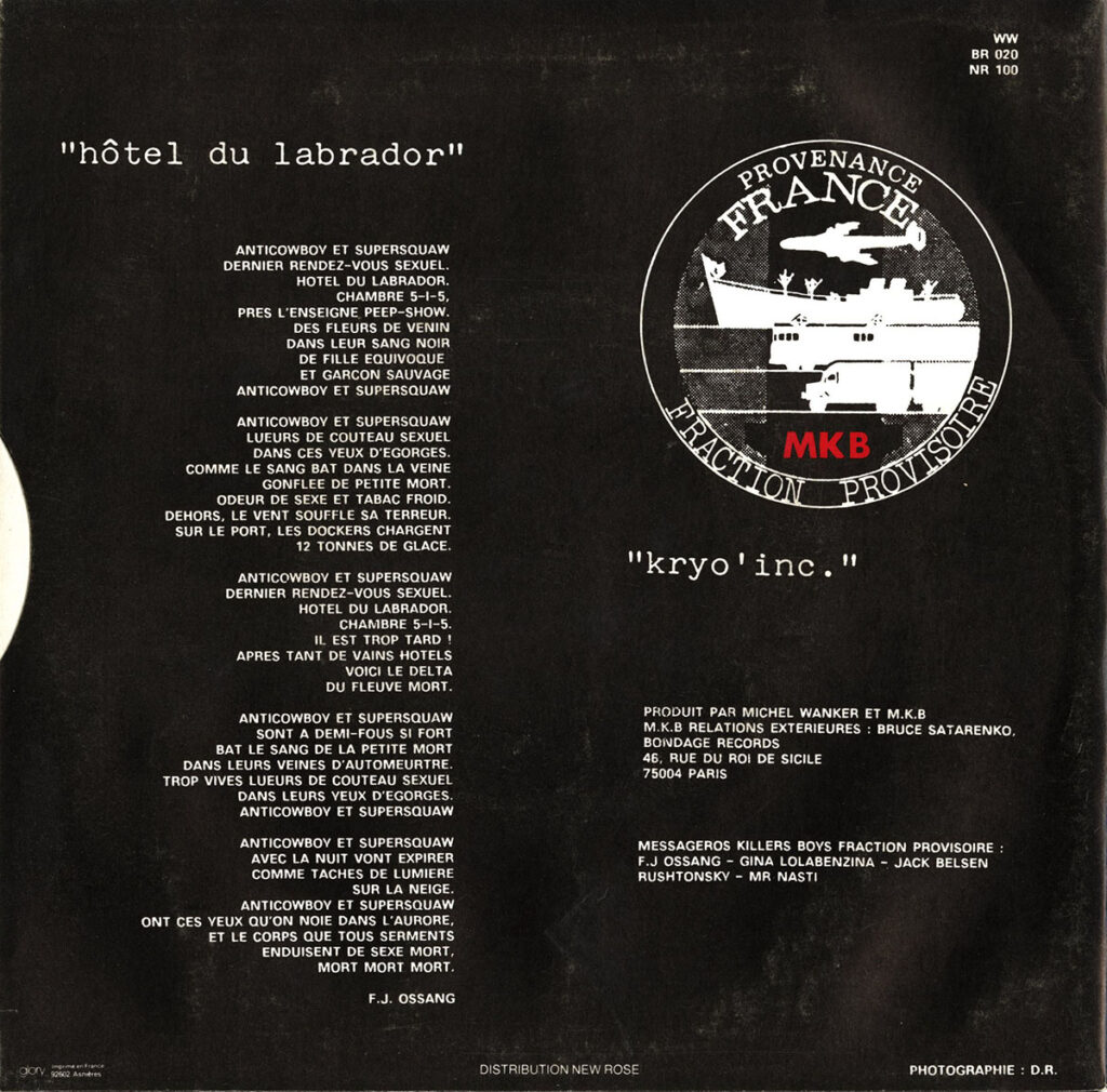 1988-Messageros-Killers-Boys-EP-EuthanasieDI02-1024x1010 Messageros Killers Boys "Hôtel du labrador"