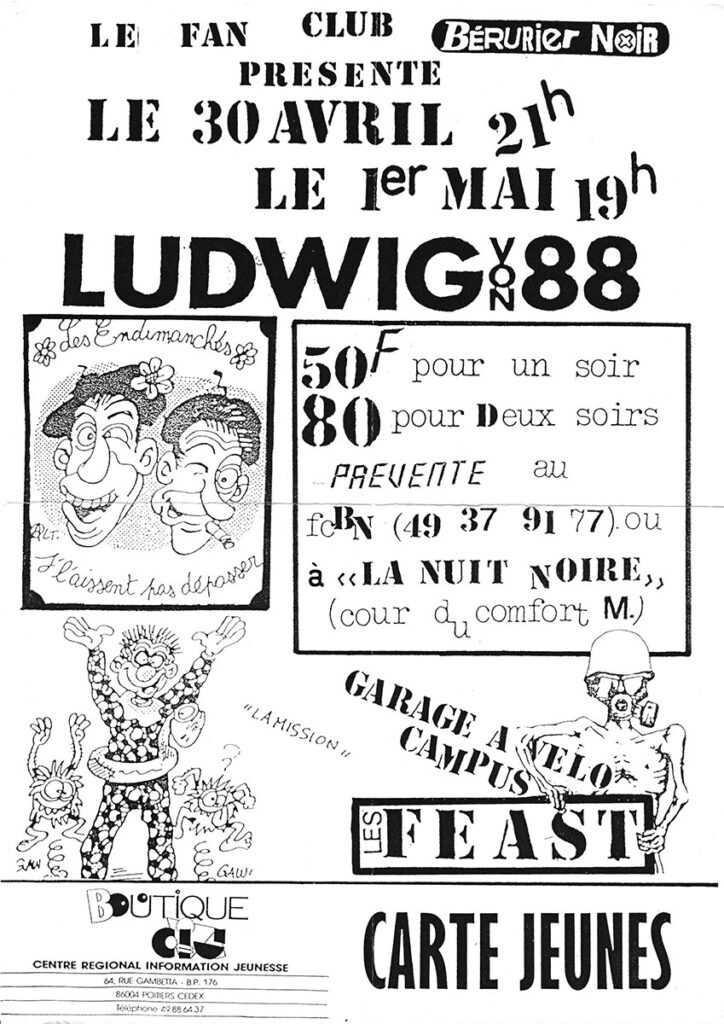 1988.04.30-Affiche01-A4-Psykout-724x1024 Ludwig Von 88, Feast, Endimanchés (30/04 et 01/05/88)