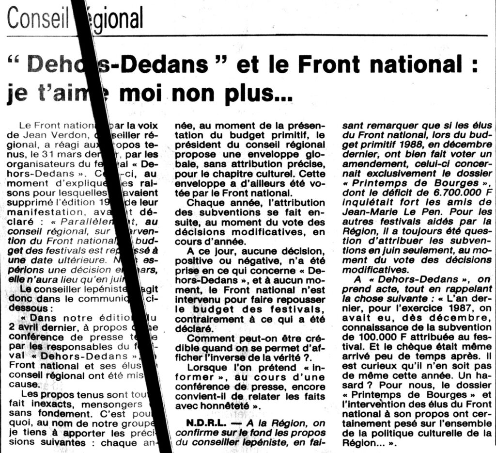 1988.04.22-NRCO.7ADPREa-1024x934 "Pendant l'interruption le spectacle continue" (10 au 21/06/88)